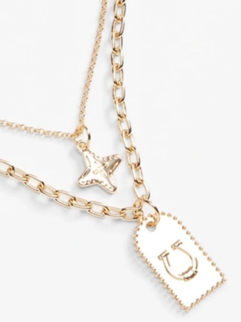 MAURICES Gold Horseshoe Double Layer Charm Necklace Western